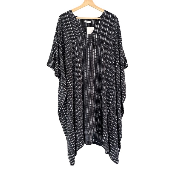 NWT VINCE Interlace Print Silk V-Neck Caftan Dress, Womens Large - Picture 4 of 13